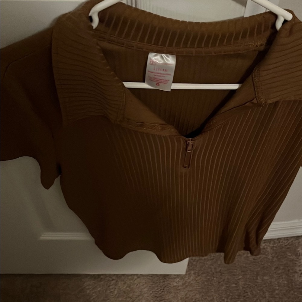 Brown Ribbed Polo Shirt